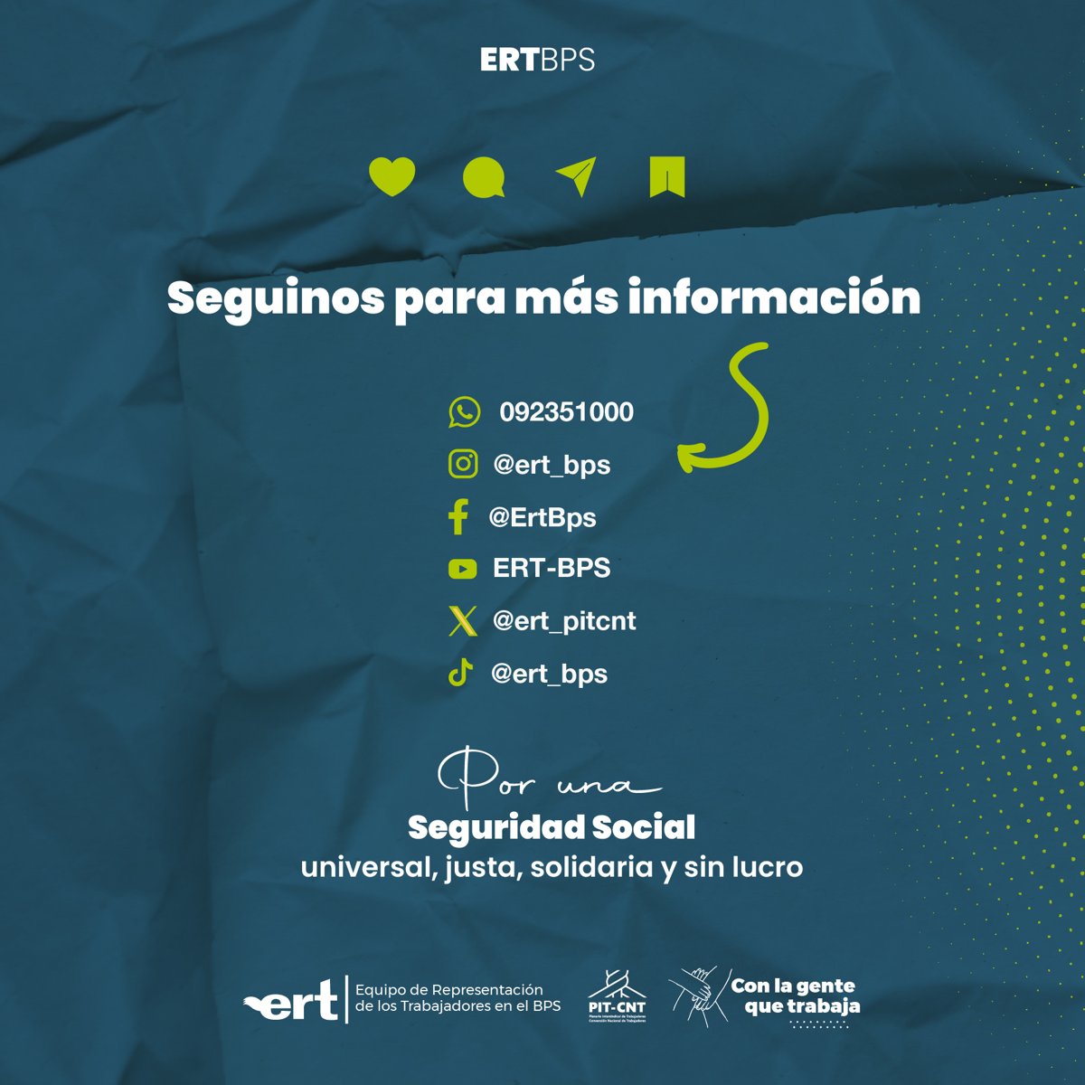 Seguinos para más información: redes del ERT BPS
