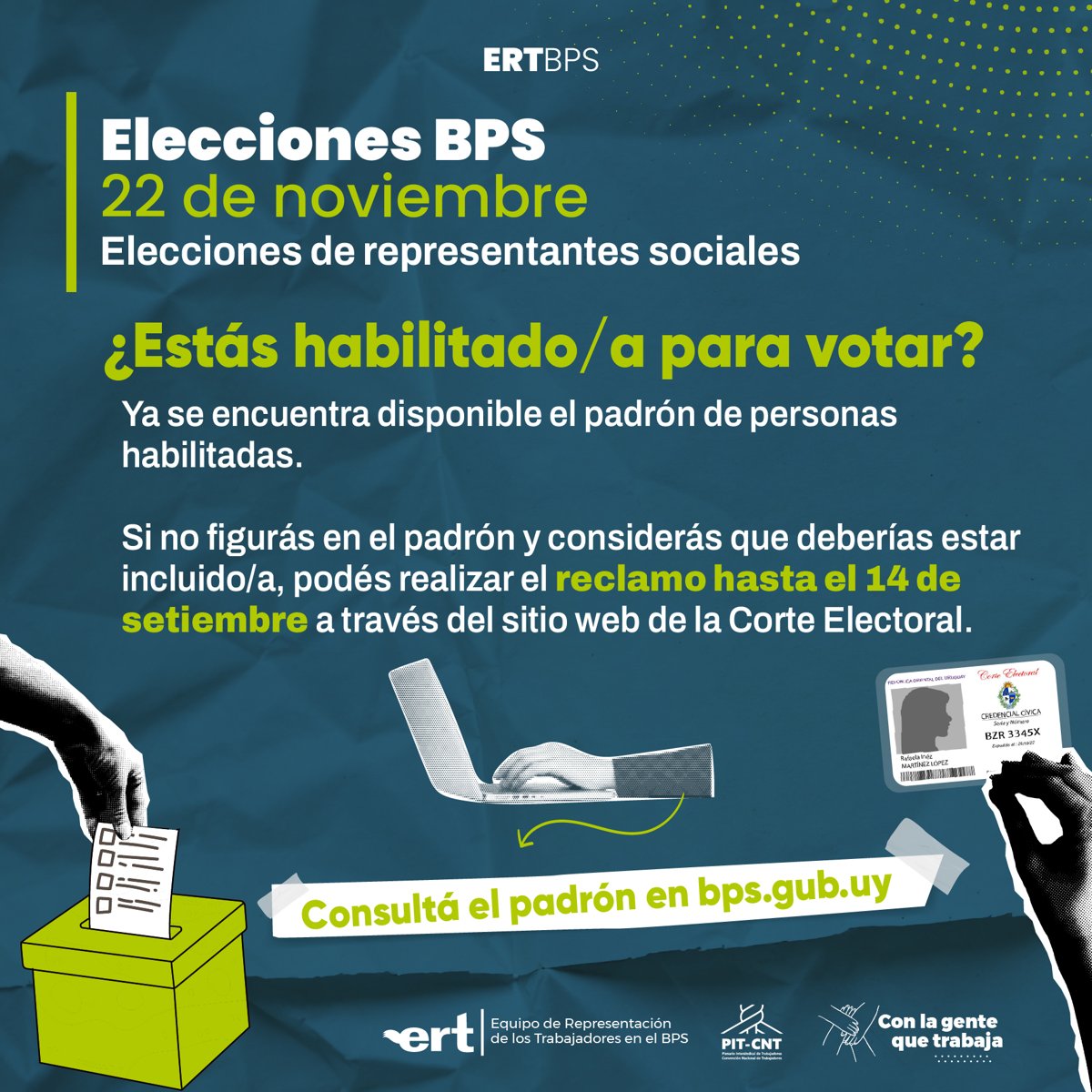 ¿Estás habilitado/a para votar? Consultá el padrón en bps.gub.uy